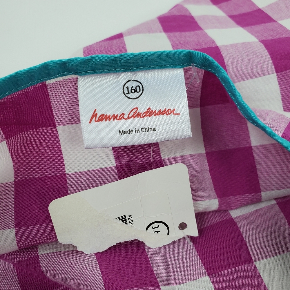 Hanna Andersson Cotton Aline Checked Dress 160 - Picture 7 of 9
